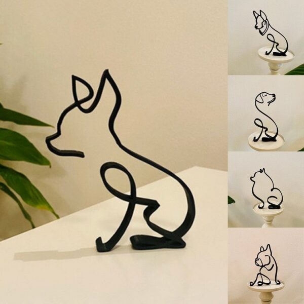 Dog Minimalist Art Sculpture Personalized Gift Metal Decor Modern Home Decoration Office Accessories 2