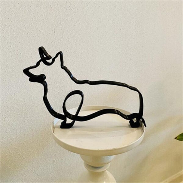 Arca Seni Minimalis Anjing Hadiah Peribadi Hiasan Logam Hiasan Rumah Moden Aksesori Pejabat 3