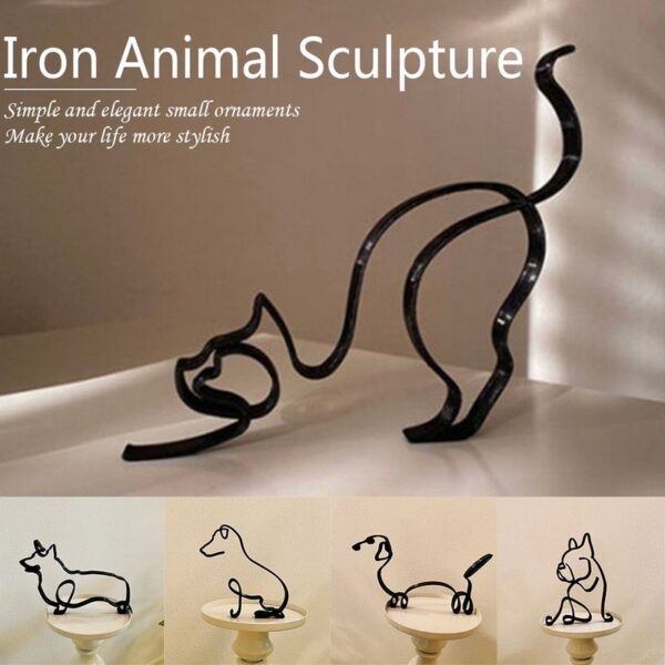 Dog Minimalist Art Sculpture Personalized Gift Metal Decor Modern Home Decoration Office Accessories