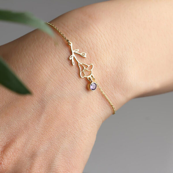 Fashion Bracelet For Women Stainless Steel Birthday Flower With Birthstone Bracelets On Hand Personalized Jewelry Birthday 6
