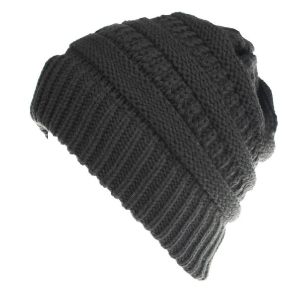 کلاه دم اسبی بلند دم اسبی کابل کشی نرم کشدار بافتنی با خط جمجمه گرم فازی Beanie 100 1.jpg 640x640 1