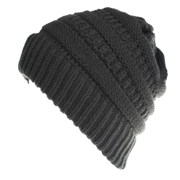 High Bun Ponytail Beanie Hat Chunky Soft Stretch Cable Knit Warm Fuzzy Lined Skull Beanie 100 2