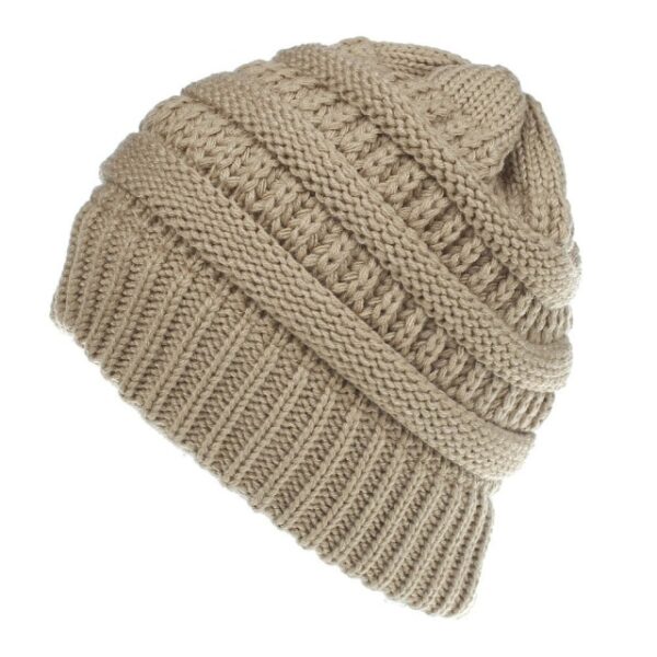 High Bun Ponytail Beanie Hat Chunky Soft Stretch Cable Knit Warm Fuzzy Lined Skull Beanie 100 3.jpg 640x640 3