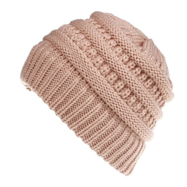 کلاه دم اسبی بلند دم اسبی کابل کشی نرم کشدار بافتنی با خط جمجمه گرم فازی Beanie 100 8.jpg 640x640 8