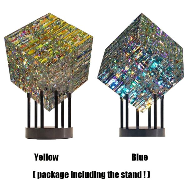 Hot Yellow Blue Magical Cube Statue Decoration Magik Chroma Cube Glass Sculpture 5