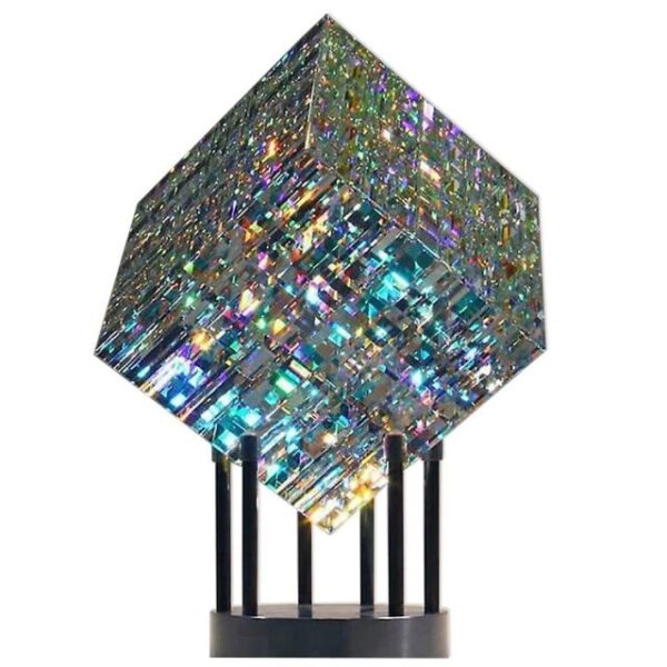 Hot Yellow Blue Magical Cube Statue Decoration Magik Chroma Cube Glass