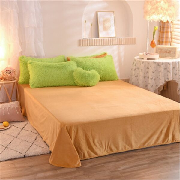 Luxury Long Plush Soft Velvet Duvet Cover AB Side 4pcs Quilt Cover Sheet Pillowcase គម្របគ្រែ 1