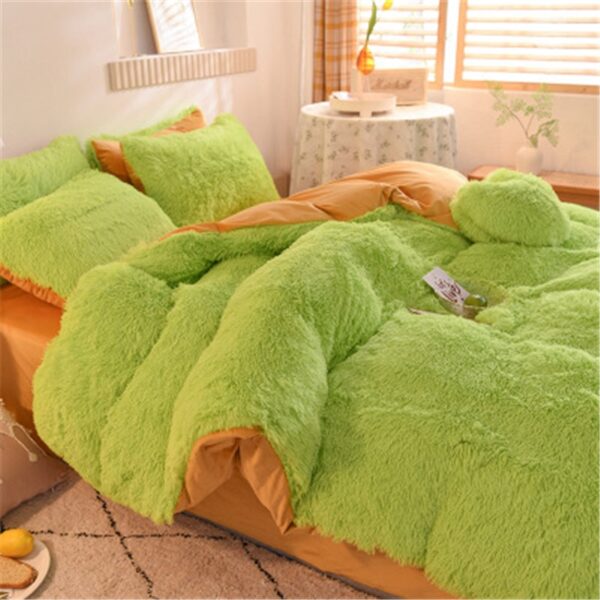 Luxury Long Plush Soft Velvet Duvet Cover AB Side 4pcs Quilt Cover Sheet Pillowcase Bedding Cover 2