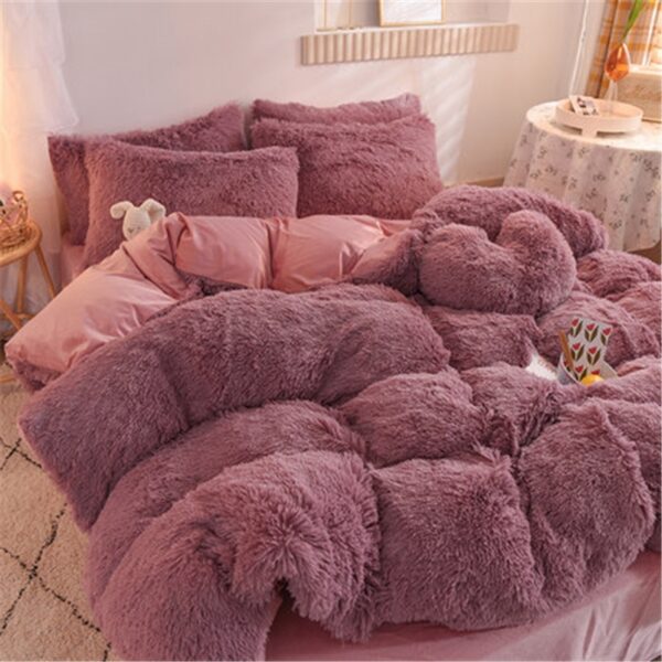 Luxury Long Plush Soft Velvet Duvet Cover AB Side 4pcs Quilt Cover Sheet Pillowcase Bedding Cover 5