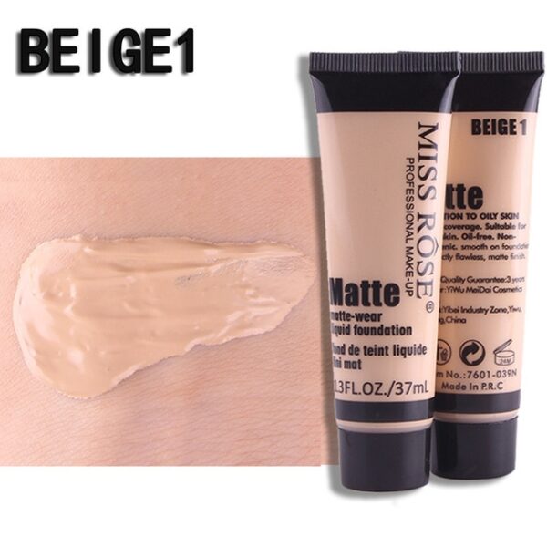 MISS ROSE 37ml Matte Liquid Foundation Cream Soft Matte Long Wear Oil Control Concealer Fashion Basic 6.jpg 640x640 6