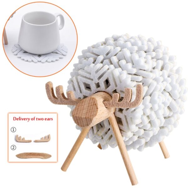 New Sheep Shape Anti Slip Cup Pads Coasters Insulated Round Felt Cup Mats Japan Style