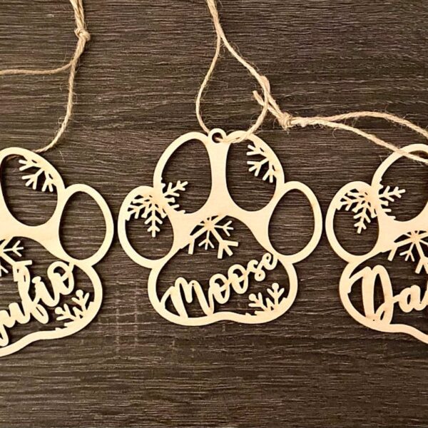 Personalized Your Dog s Name Custom Dog Paw Christmas Ornament Laser Engraved name place card Christmas 3