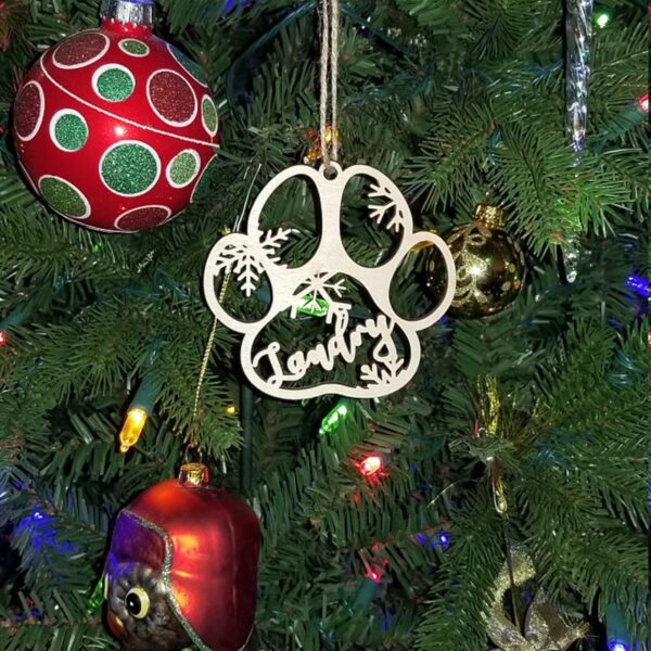 Personalized Your Dog s Name Custom Dog Paw Christmas Ornament Laser Engraved name place card Christmas