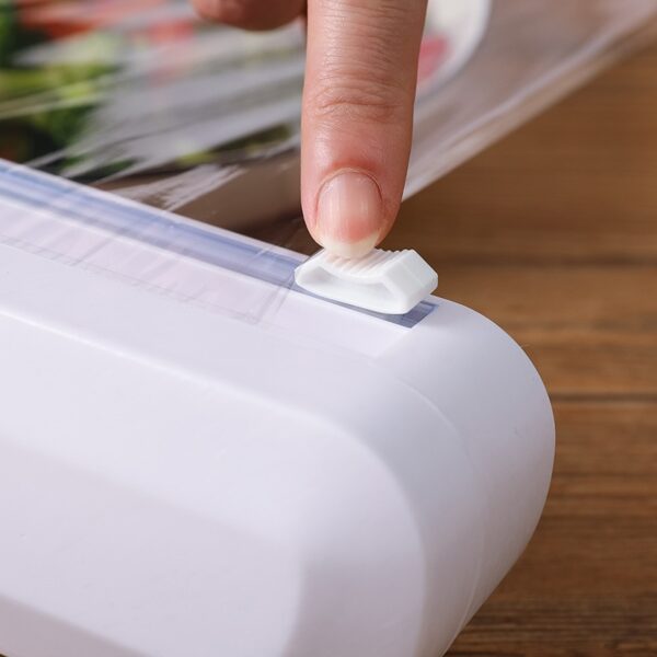 Plastic Food Wrap Dispenser Movable Film Cutter Kitchen Foil Cling Wrap Dispenser With Suction Cup Kitchen 3