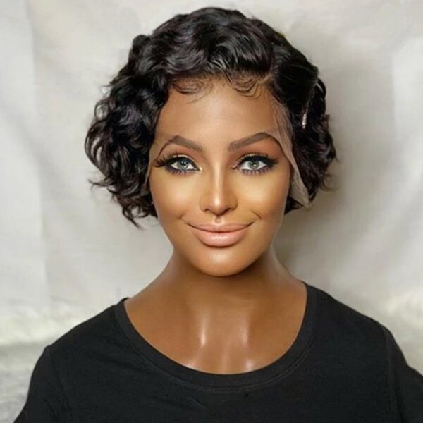 Rosabeauty Deep Wave Lace Front Pruiken foar minsklik hier Koarte krullend minsklik hier Bob Pruik Pixie Cut 1