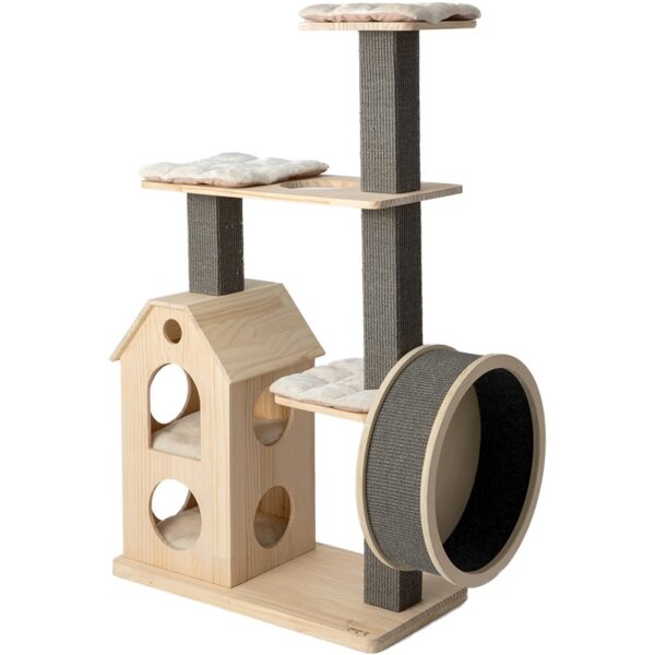 Solid Wood Cat Climbing Frame Sturdy Cat Tree Cat Treadmill Silent Runner Fitness Toy For Cats 1