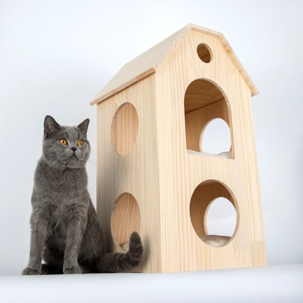 Solid Wood Cat Climbing Frame Sturdy Cat Tree Cat Treadmill Silent Runner Fitness Toy For Cats 4