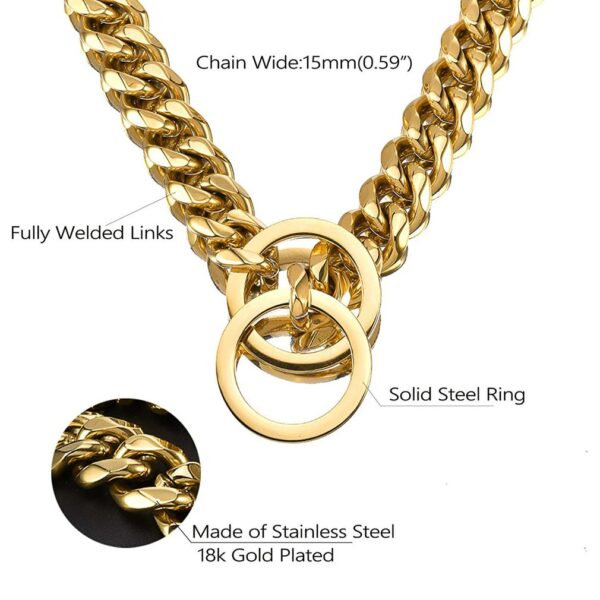 Stainless Steel Dog Collar Gold Chain Luxury Designer Durable Training P Chain for Large Dogs Doberman 3