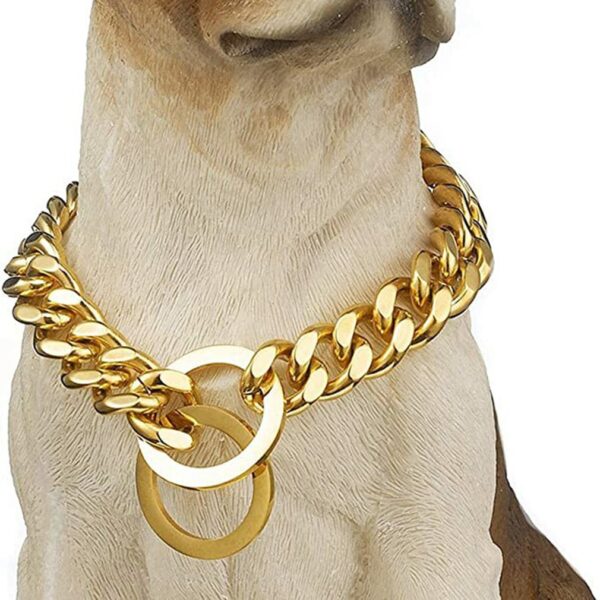 Stainless Steel Dog Collar Gold Chain Luxury Designer Durable Training P Chain for Large Dogs Doberman