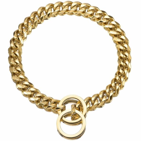 Stainless Steel Dog Collar Gold Chain Luxury Designer Durable Training P Chain for Large Dogs
