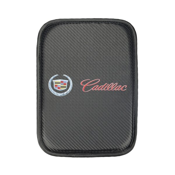 VEHICAR Armrest Mat Dustproof Cushion Cover Protector for Cadillac Car Armrest Cover Carbon Fiber Leather Cushion 1