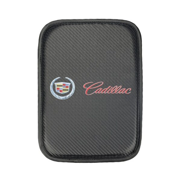 VEHICAR Armrest Mat Dustproof Cushion Cover Protector for Cadillac Car Armrest Cover Carbon Fiber Leather