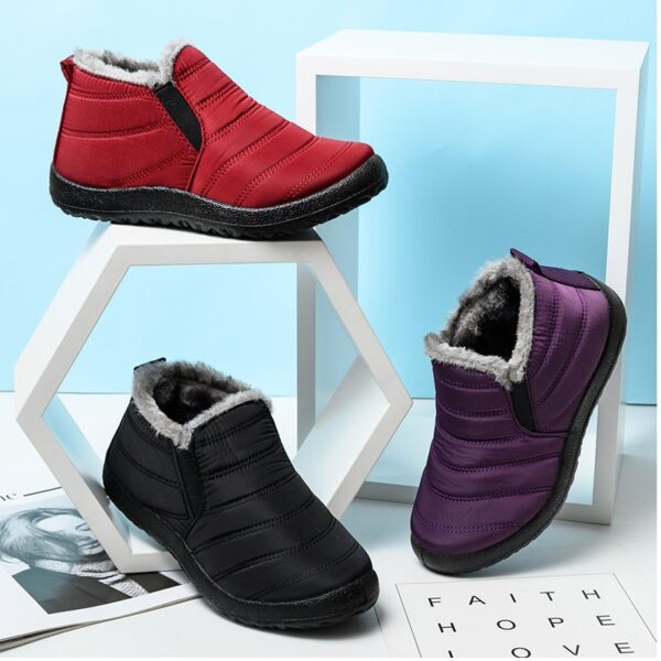 Buty damskie Ultralekkie buty zimowe damskie kostki Botas Mujer wodoodporne buty śnieżne damskie wsuwane płaskie 3