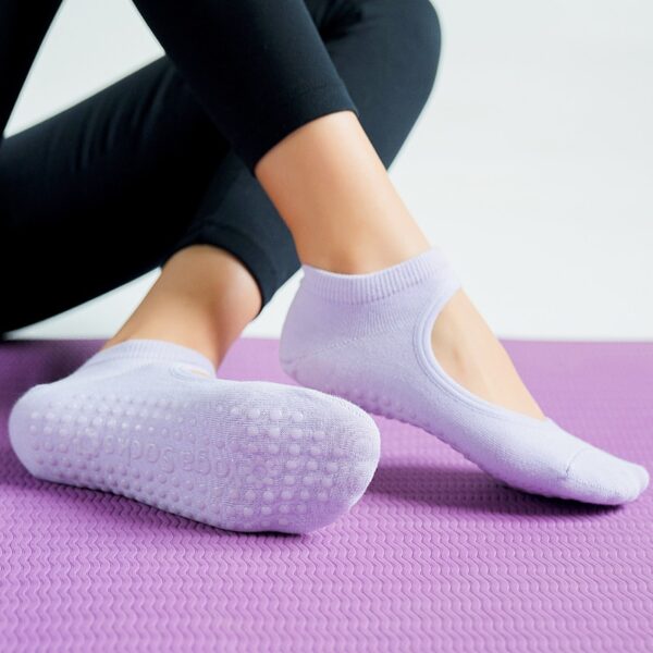 Women High Quality Pilates Socks Anti Slip Breathable Backless Yoga Socks Ankle Ladies Ballet Dance Sports 2