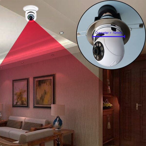 1080P Wireless 360 Rotate Auto Tracking Panoramic Camera Light Bulb Wifi PTZ IP Cam Remote Viewing 3