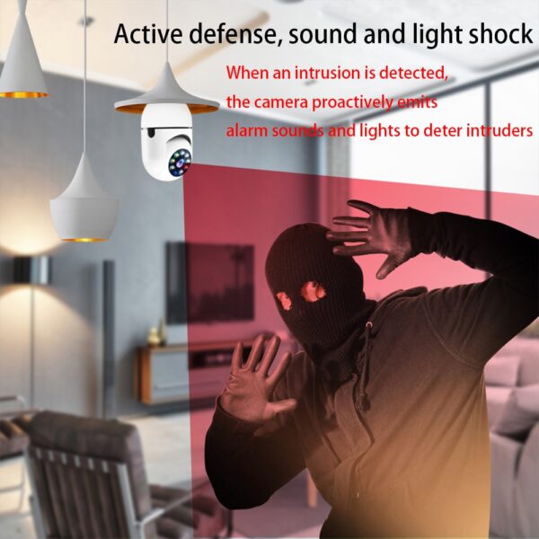 1080P Wireless 360 Rotate Auto Tracking Panoramic Camera Light Bulb Wifi PTZ IP Cam Remote Viewing 4