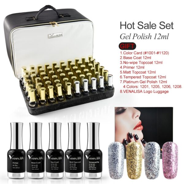 120pcs 12ml I-VENALISA Gel Varnish Lacquer Color Palette ye-Nail Salon Shining Glitter Starry High Quality 2