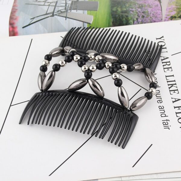 1PC New Handmade Beaded Hair Comb Stretch Comb Beaded Hair Clip Elastic Hairpin Claw Maker Headwear 2
