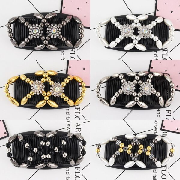 1PC New Handmade Beaded Hair Comb Stretch Comb Beaded Hair Clip Elastic Hairpin Claw Maker Headwear