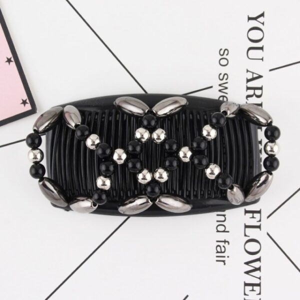 1PC New Handmade Beaded Hair Comb Stretch Comb Beaded Hair Clip Elastic Hairpin Claw Maker