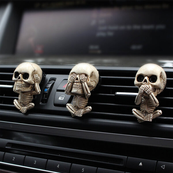 2021 Bone Skull Ghost Ambientador de aire para coche Clip de ventilación Esqueleto de cuerpo humano Aromaterapia Resina Perfume de coche 2