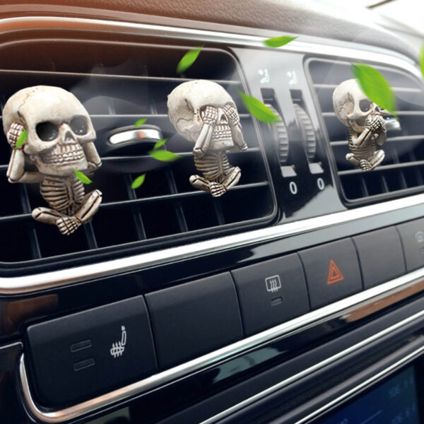 2021 Bone Skull Ghost Ambientador de aire para coche Clip de ventilación Esqueleto de cuerpo humano Aromaterapia Resina Perfume de coche 4