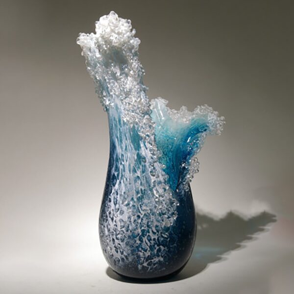 30 Veličanstvena valovita vaza od 10 cm, moderne oceansko plave vaze za cvijeće Centralni dijelovi vaza za cvijeće, bonsai Living 1