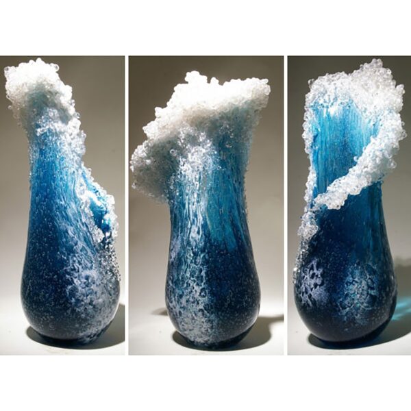 30 10cm Majestic Wavy Vase Modern Ocean Blue Flower Vase Centrepieces Flower Pot Vase Bonsai Living 3