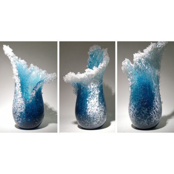 30 10cm Majestic Wavy Vase Modern Ocean Blue Flower Vase Centrepieces Flower Pot Vase Bonsai Living 4