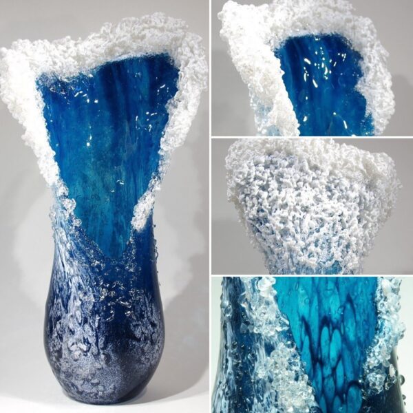 30 10cm Majestic Wavy Vase Modern Ocean Blue Flower Vase Centrepieces Flower Pot Vase Bonsai Living