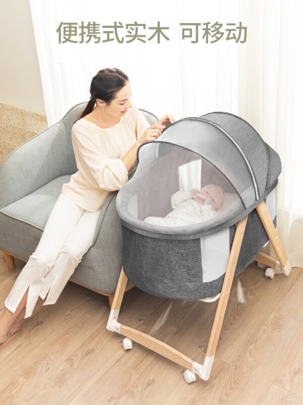 738 เปลพับแบบพกพาทารกแรกเกิด Bassinet BB หลักอเนกประสงค์เด็กฝาแฝดส่ายที่ถอดออกได้