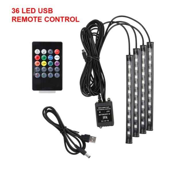 Auto LED RGB Atmosphere Strip Light 24 36 48 LED Wireless Remote Voice Control Foot Lamps 2.jpg 640x640 2