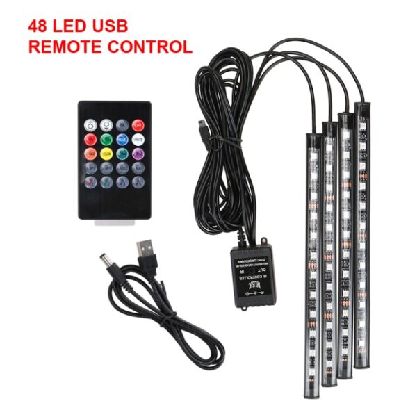 Auto LED RGB Atmosphere Strip Light 24 36 48 LED Wireless Remote Voice Control Foot Lamps 4.jpg 640x640 4
