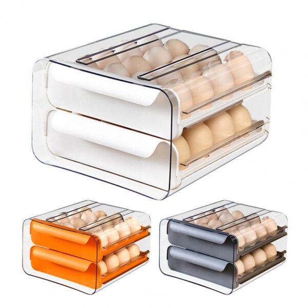 Egg Storage Box Double Layer Egg Tray Practical Airtight PET 32 Grids Fresh Preservation Egg Organizer 2