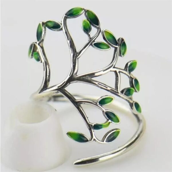 Fashion Natural Style Green Branches Leaves Adjustable Opening Rings Fashion Women Ring Party Jewelry Gifts For