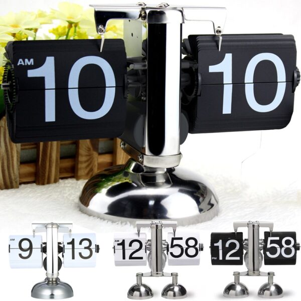 Flip Digital Clock Small Scale Table Clock Retro Flip Clock Stainless Steel Flip Internal Gear Operated 1