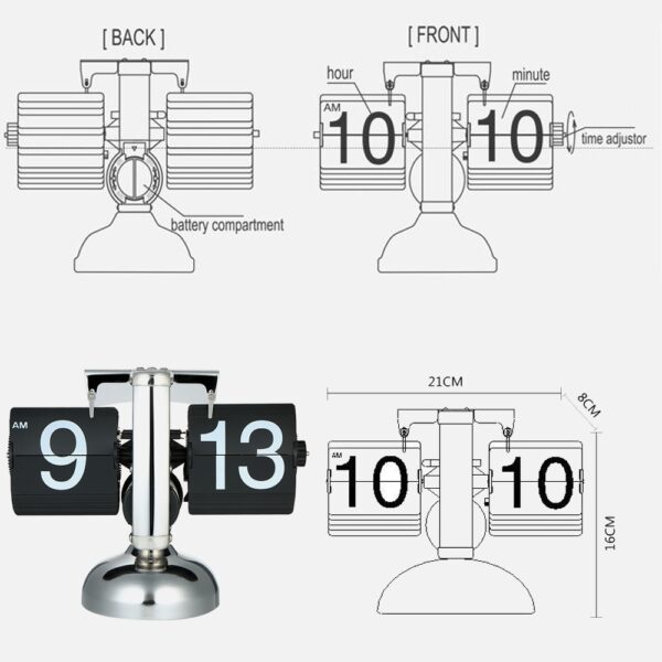 Flip Digital Clock Small Scale Table Clock Retro Flip Clock Stainless Steel Flip Internal Gear Operated 3