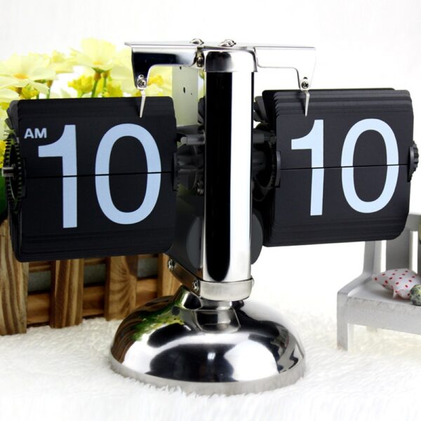 Flip Digital Clock Small Scale Table Clock Retro Flip Clock Stainless Steel Flip Internal Gear Operated