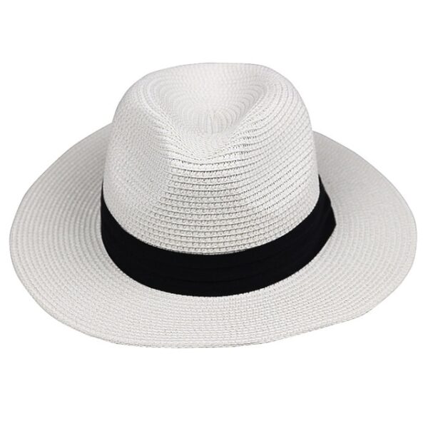 LNPBD Summer fashion white flat brim wide brim women s strawhat women s jazz fedoras hat 4.jpg 640x640 4