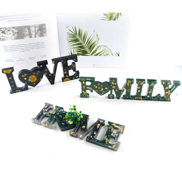 Love Home Family Silicone Mould Love Resin Mould Love Sign Word Múnla Roisín Eapocsa Múnlaí le haghaidh 5